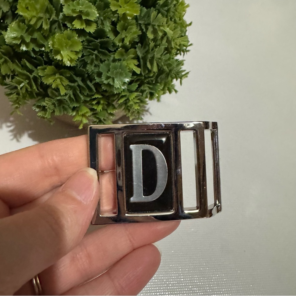 Silver Black Belt Buckle Letter D Initial Classic‎ Business Casual Office Career